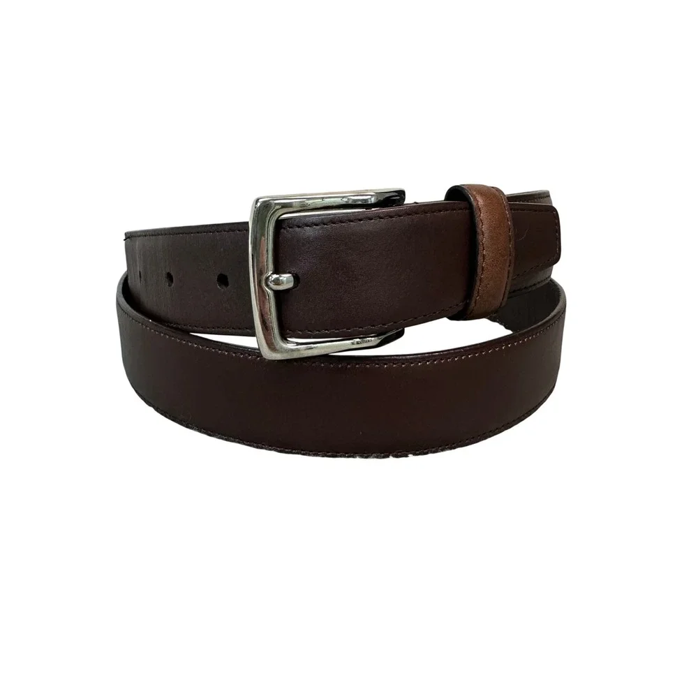 Ike by Ike Behar Mens Brown Genuine Leather Belt Size 42 Silver Buckle 9592049